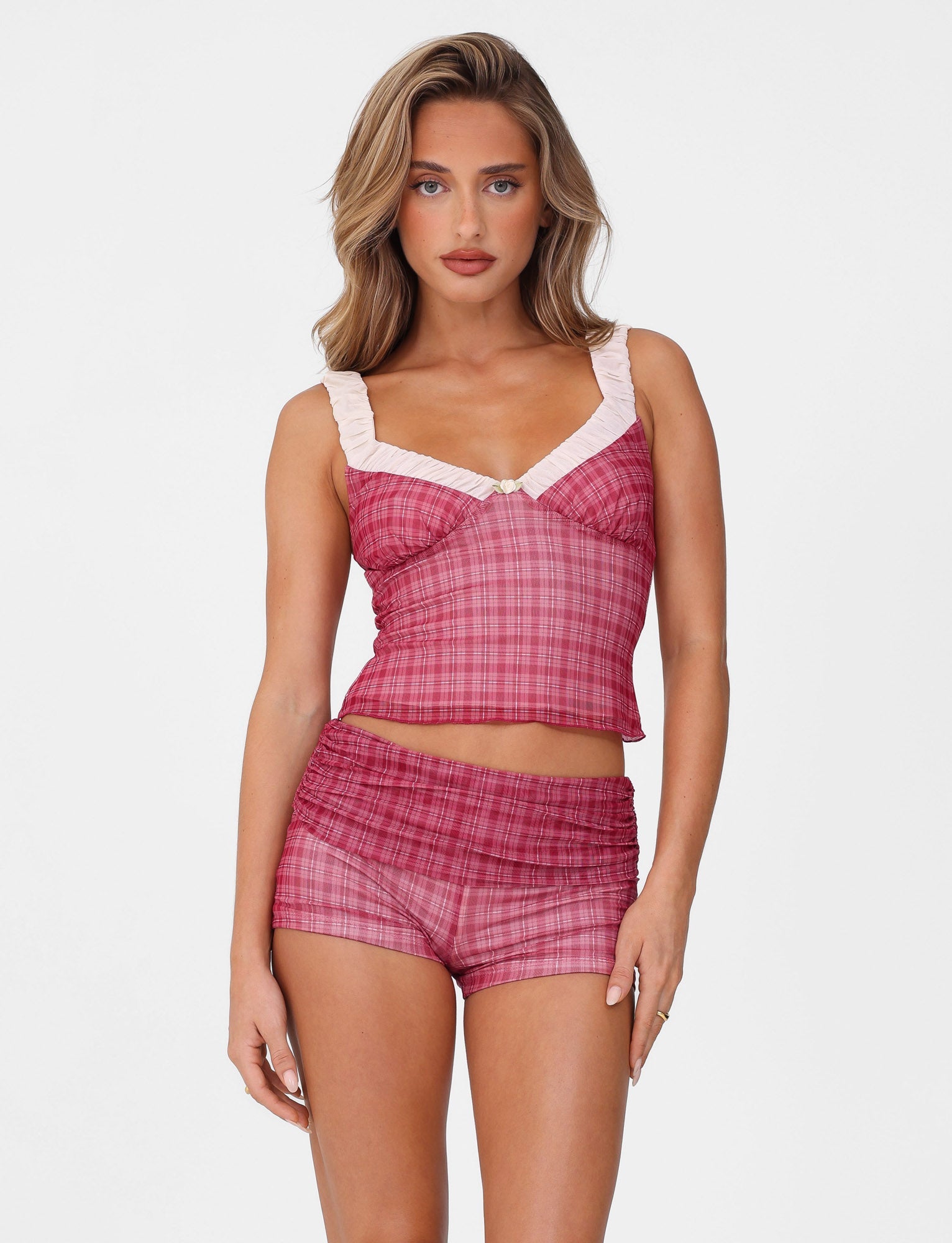 AMARAN TOP - RED : RED CHECK - Image 3