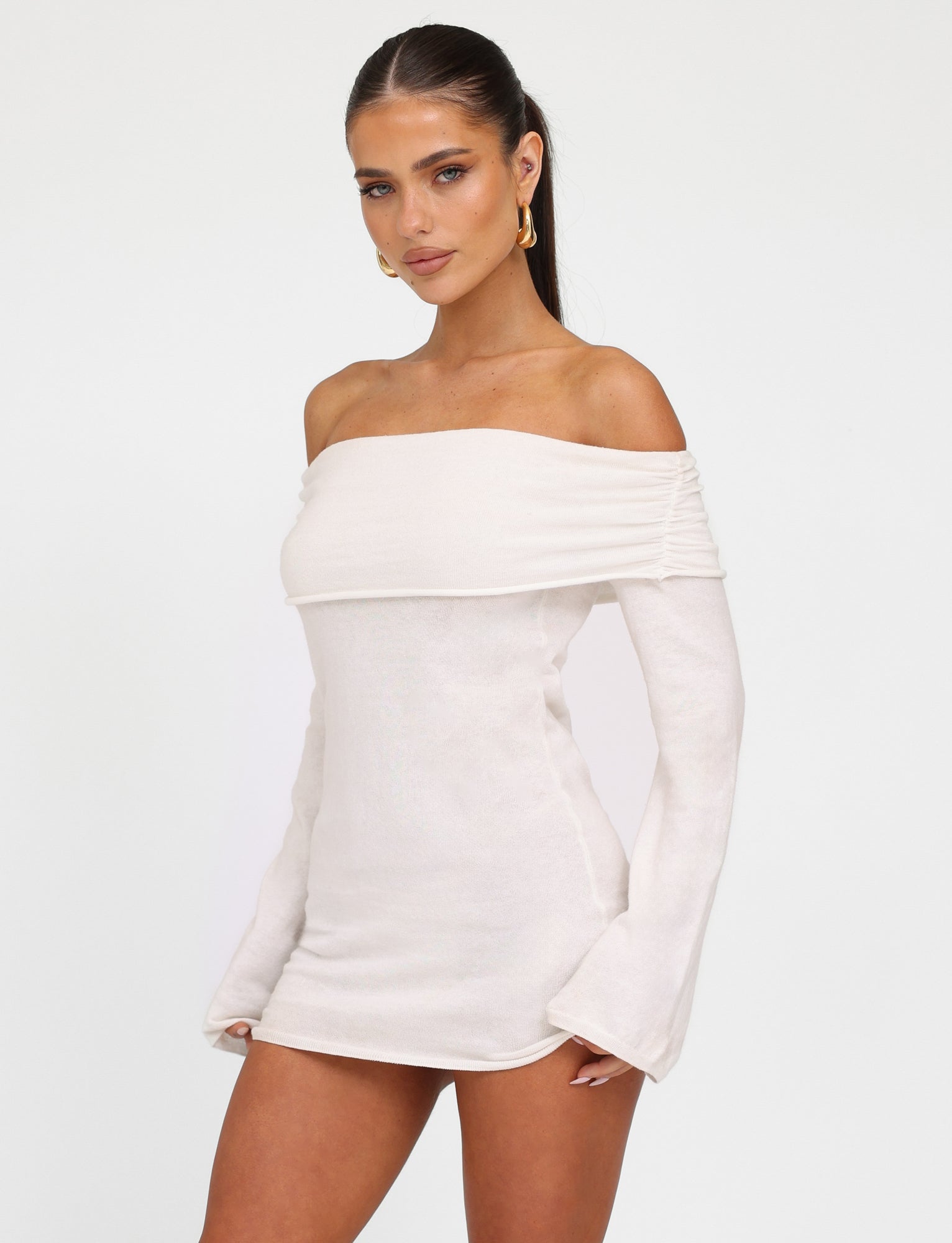 DIEDRE JUMPER DRESS - WHITE : CREAM - Image 6