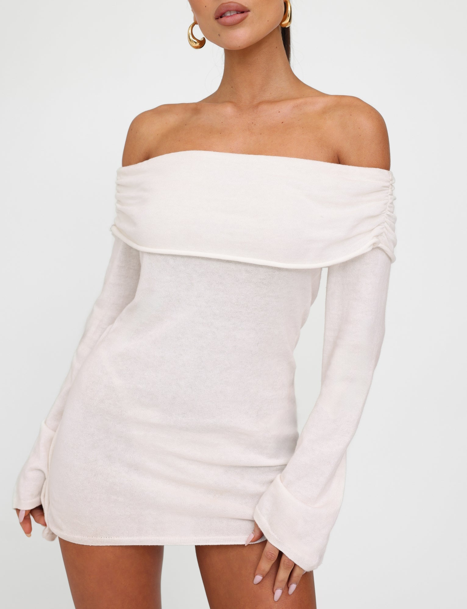 DIEDRE JUMPER DRESS - WHITE : CREAM - Image 4