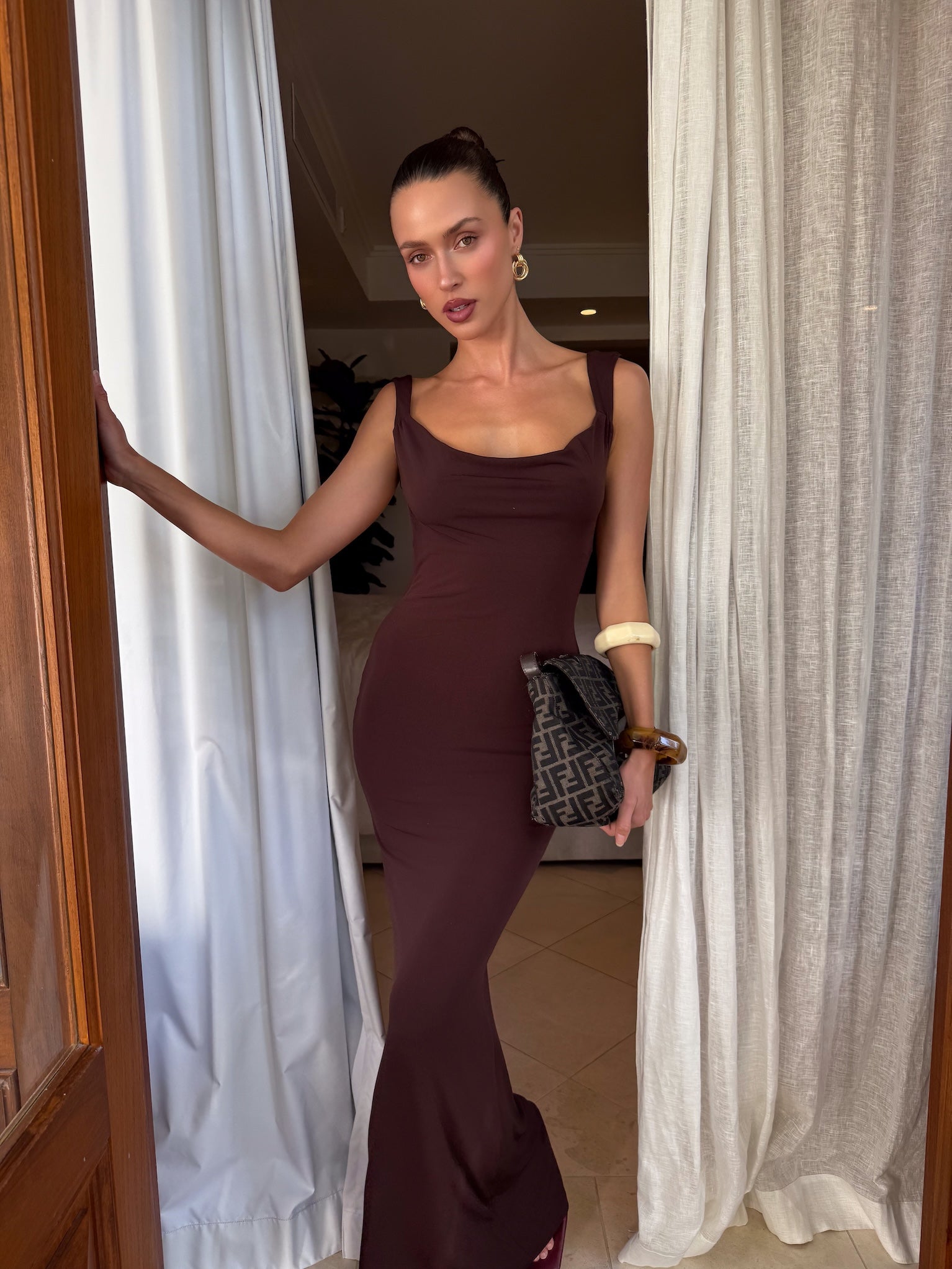 MORANA DRESS - BROWN : CHOCOLATE - Image 2