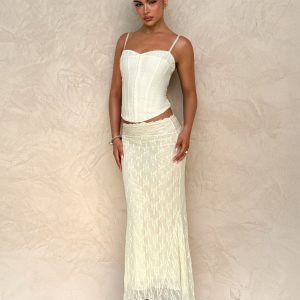 ANTONELLA MIDI SKIRT - WHITE : LACE : CREAM