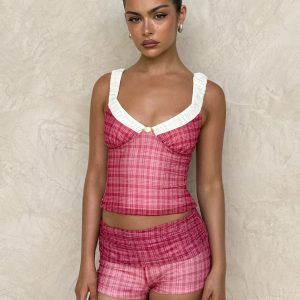 AMARAN TOP - RED : RED CHECK