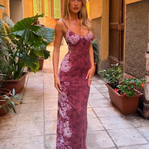 JULIANNA DRESS - MULTI : FLORAL : ROSE STRIPE