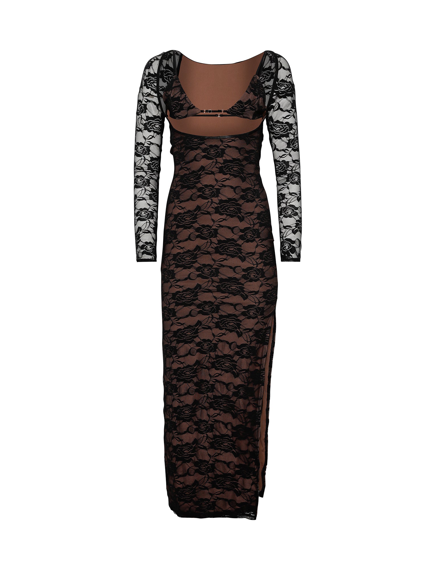 CHRISTY LACE L/S MAXI DRESS - BLACK : LACE - Image 8