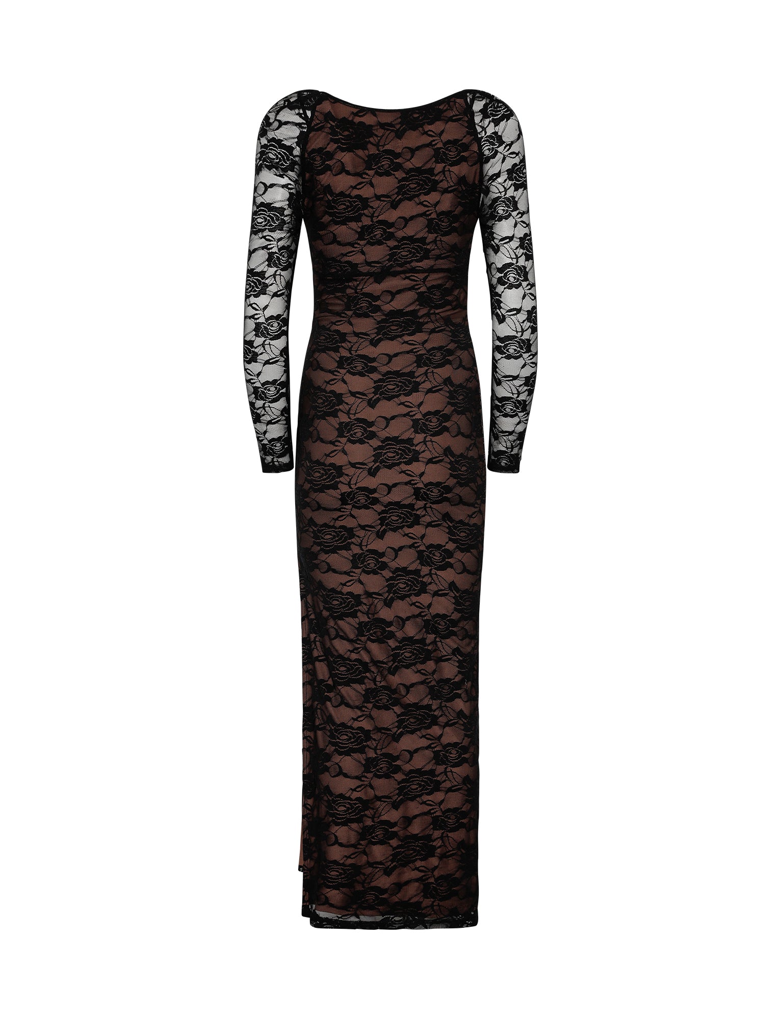 CHRISTY LACE L/S MAXI DRESS - BLACK : LACE - Image 9
