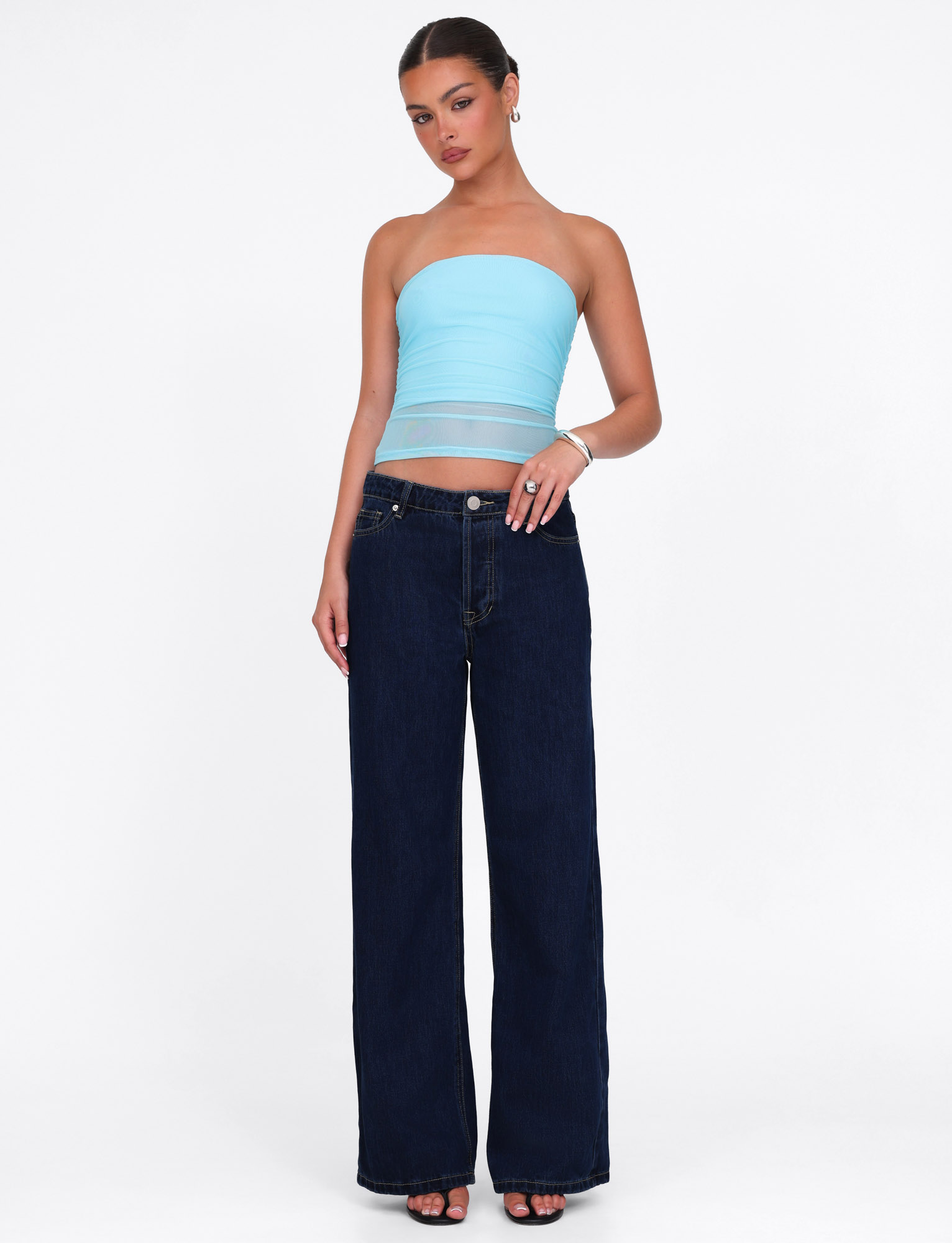 HARRIETT TUBE TOP - BLUE : ICE BLUE : BRIGHT BLUE - Image 2