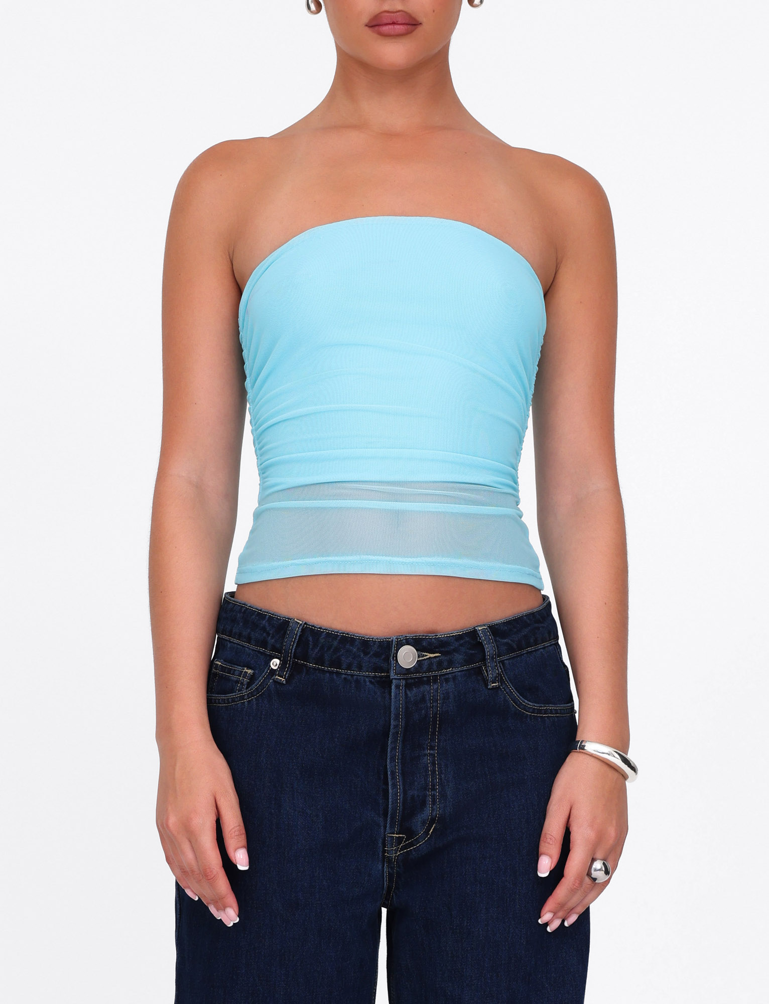 HARRIETT TUBE TOP - BLUE : ICE BLUE : BRIGHT BLUE - Image 4