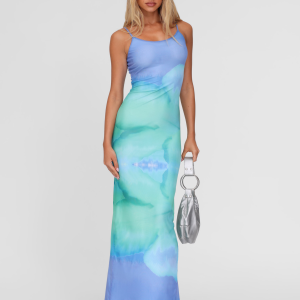 ARDON MAXI DRESS - BLUE : MACRO FLORAL : BLUE HIBISCUS