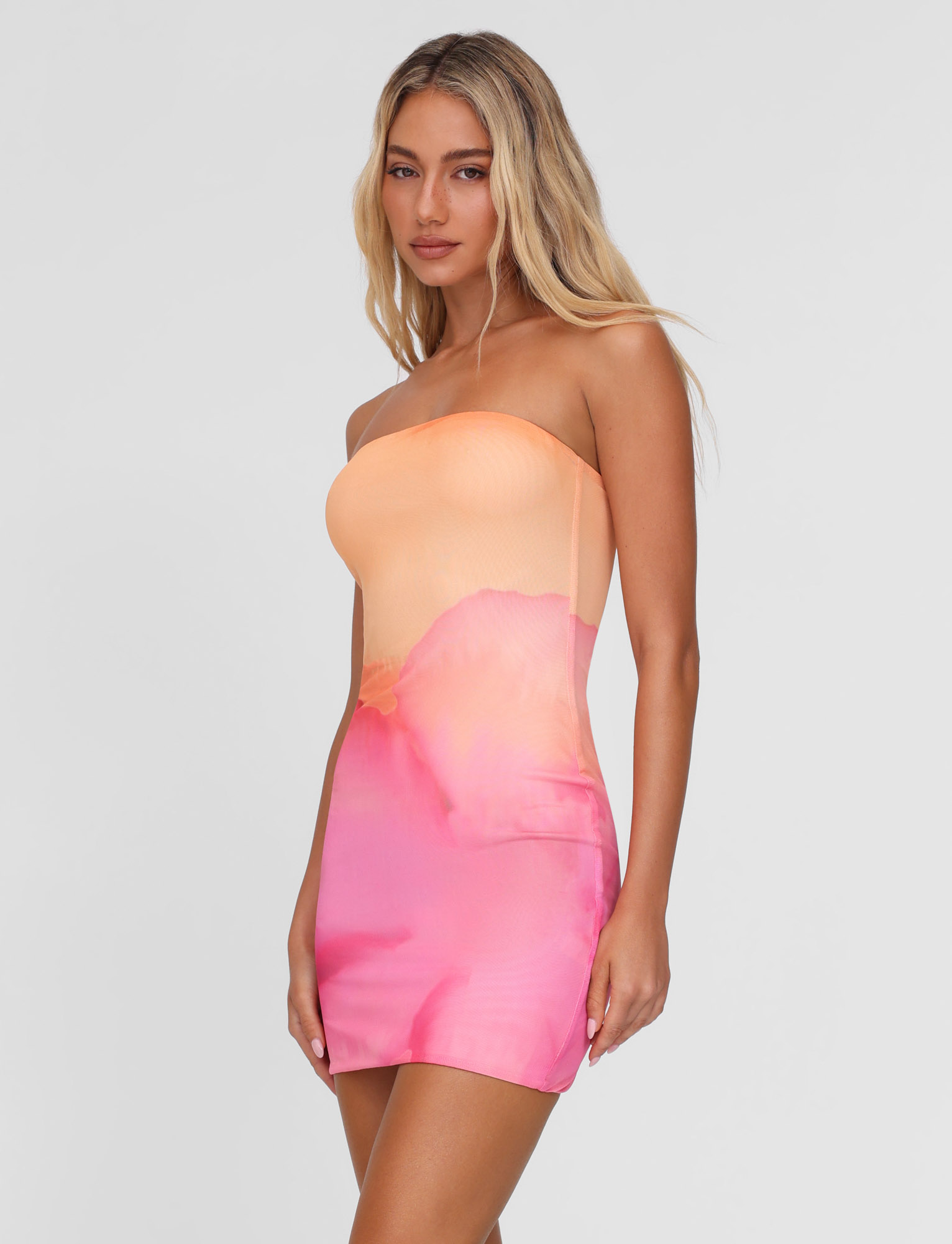 CHER MINI DRESS - PINK : MACRO FLORAL : PINK HIBISCUS - Image 5