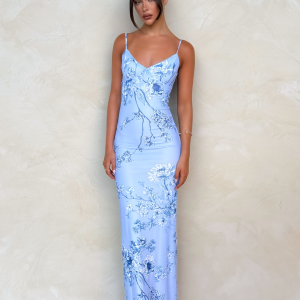 JULIANNA DRESS - BLUE : FLORAL : CERAMIC FLORAL