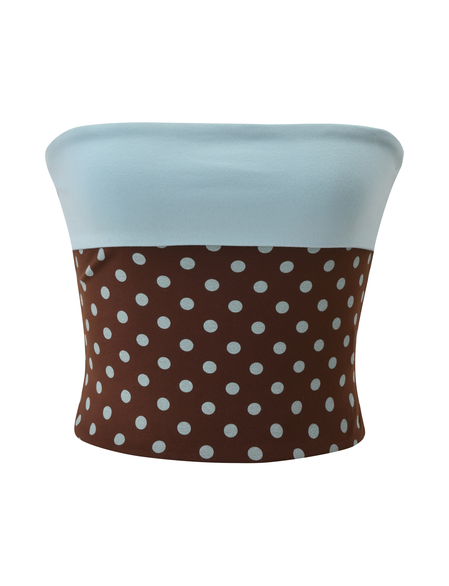 IMOGEN TUBE TOP - BROWN AND BLUE POLKA DOT - Image 7