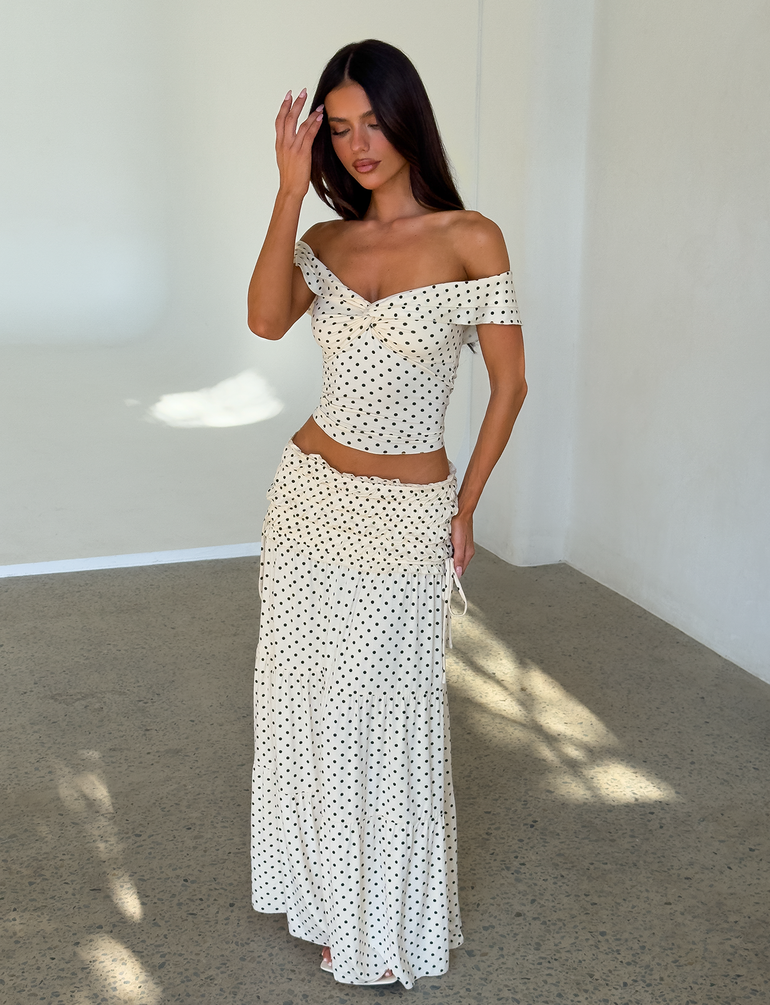 DENALI MAXI SKIRT - CREAM DOT - Image 2