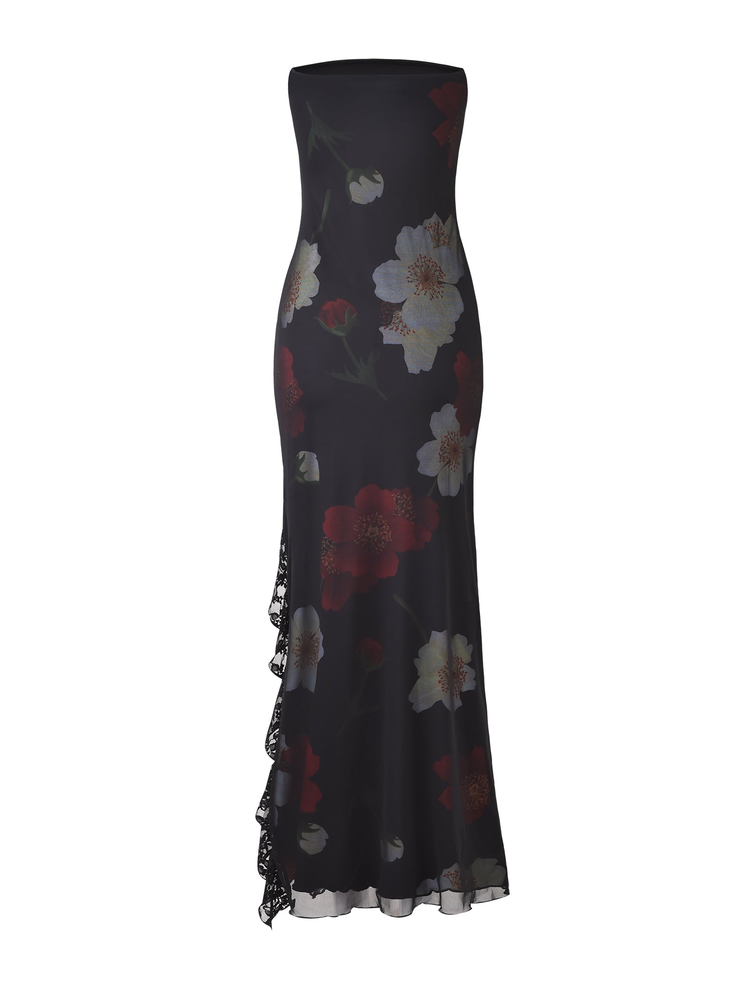 THEO MAXI DRESS - RED : MACRO FLORAL - Image 8