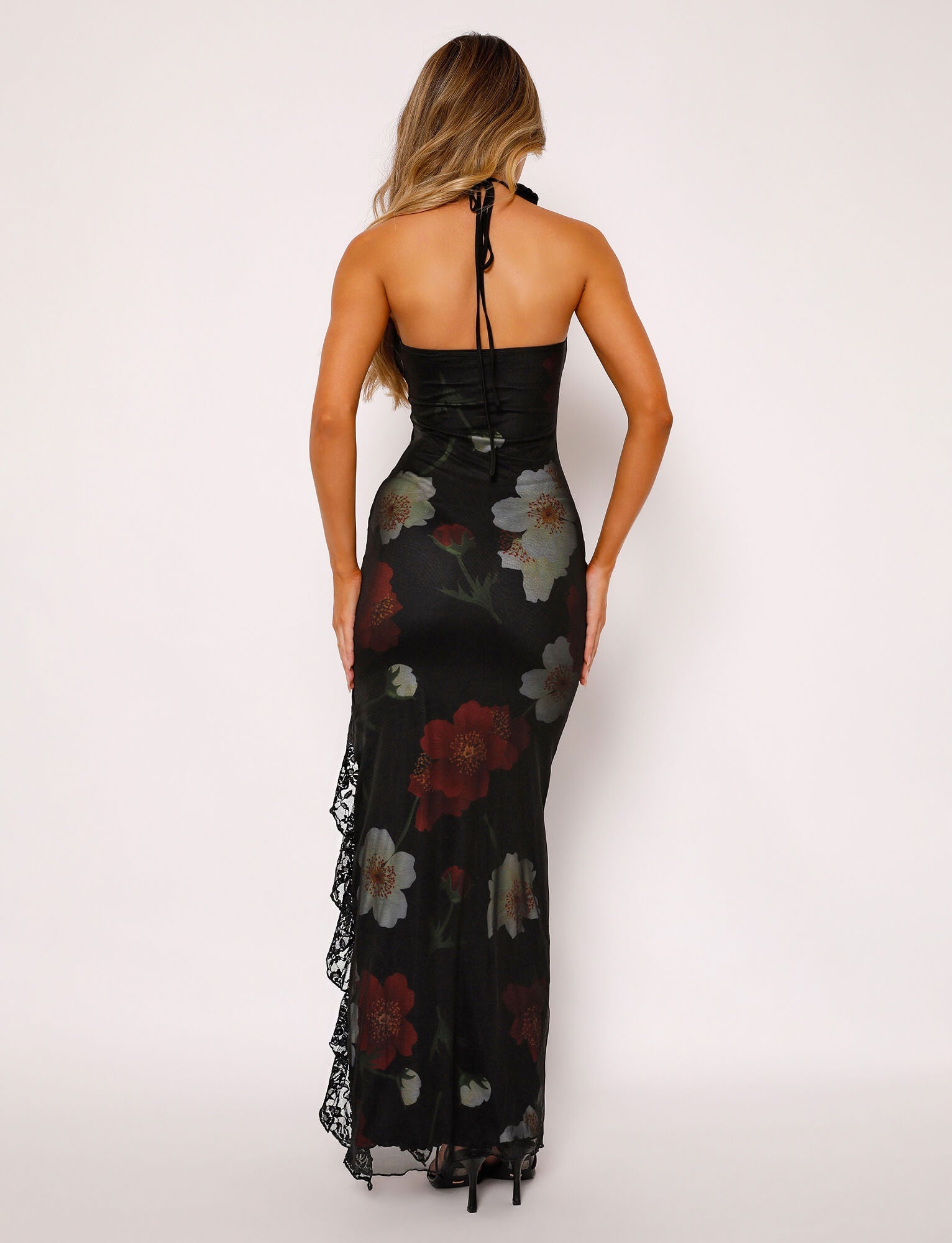 THEO MAXI DRESS - RED : MACRO FLORAL - Image 5