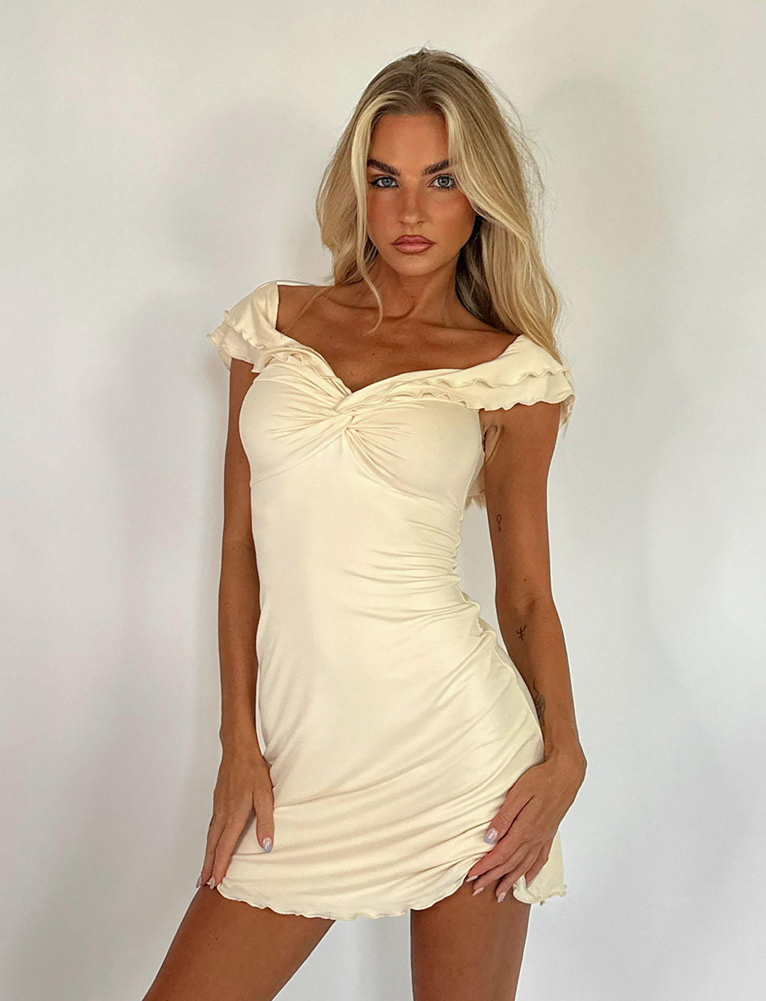 DENALI MINI DRESS - WHITE : BONE - Image 4
