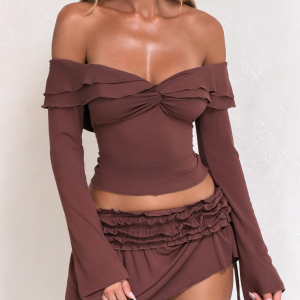 DENALI LONG SLEEVE TOP - CHOCOLATE
