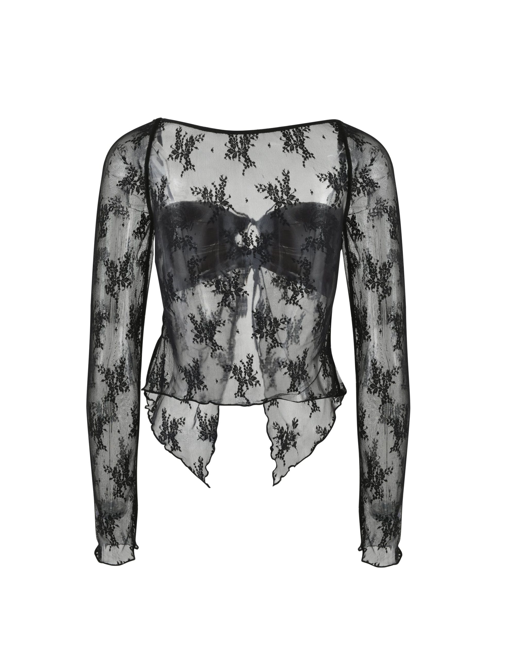 KAROLINA LONG SLEEVE TOP - BLACK : LACE - Image 5