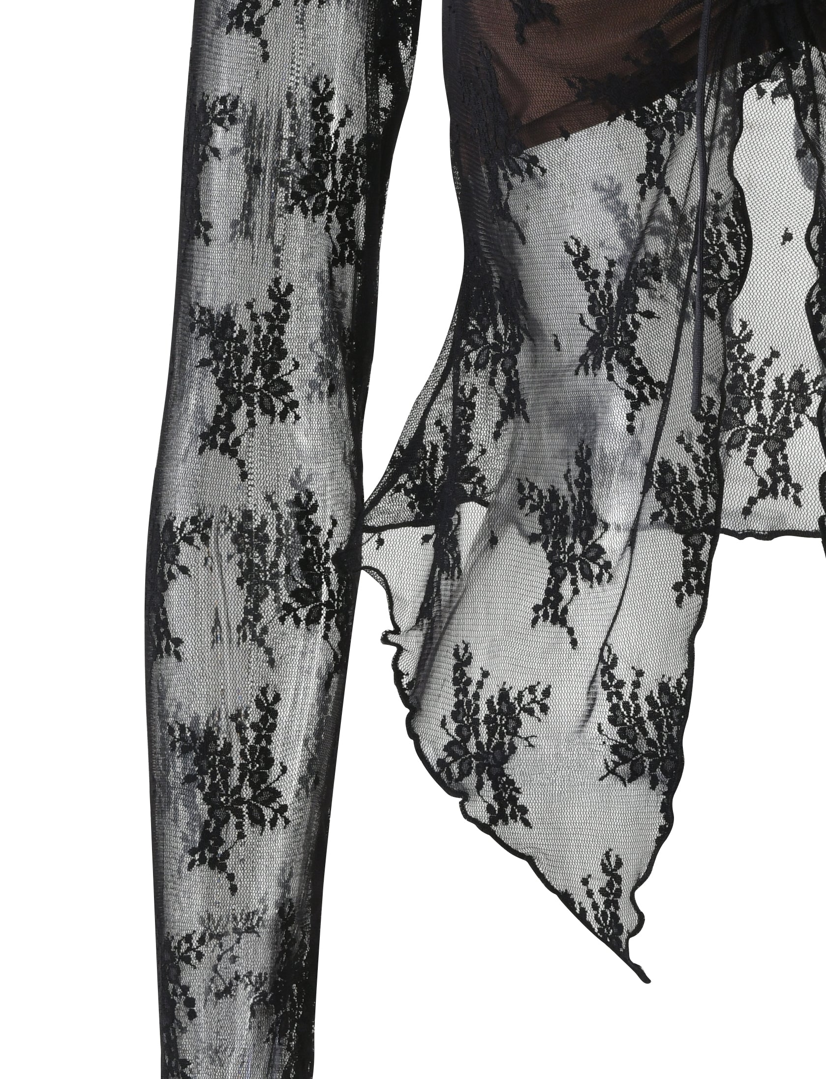 KAROLINA LONG SLEEVE TOP - BLACK : LACE - Image 6