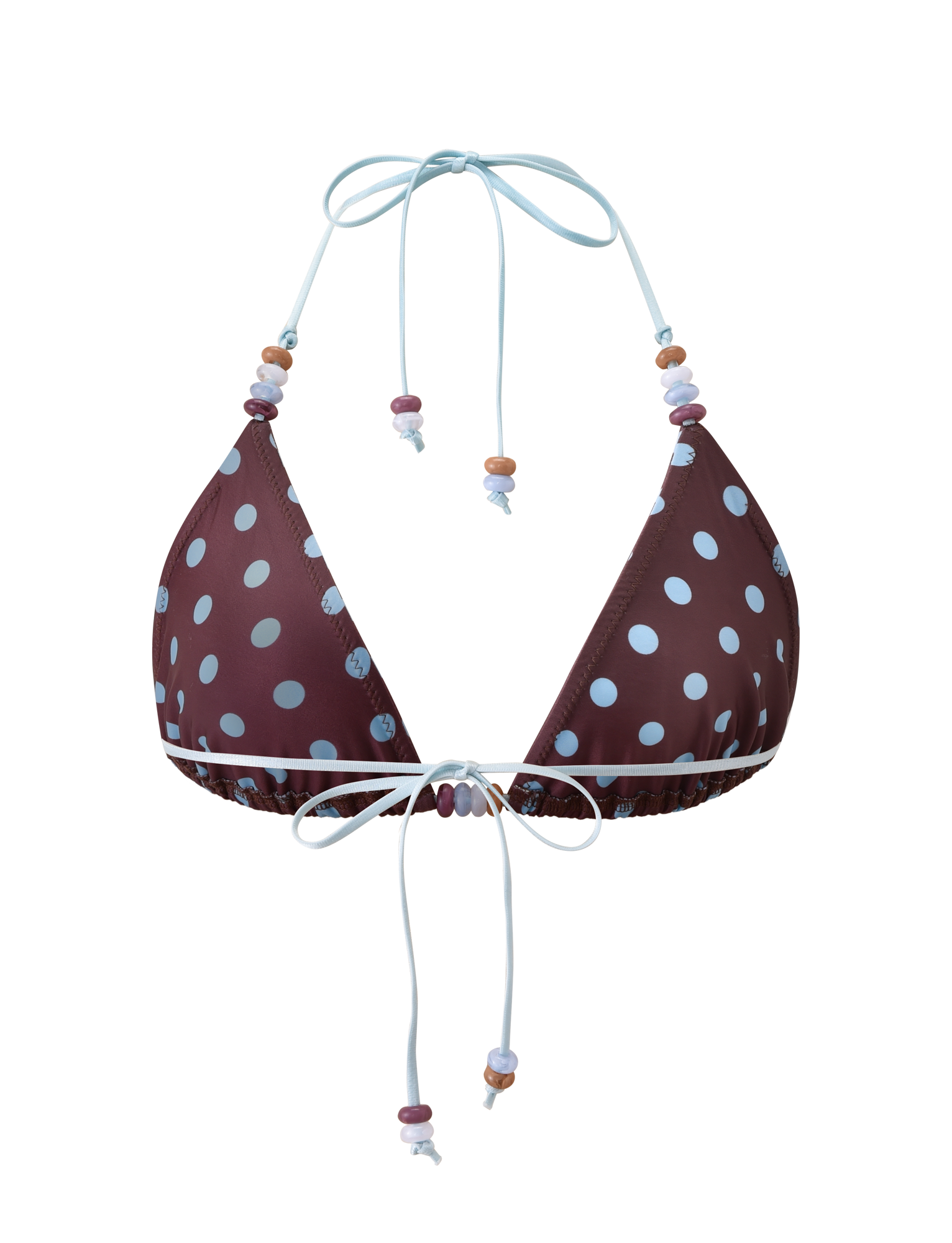FINLEA BIKINI TOP - BROWN AND BLUE POLKA DOT - Image 9