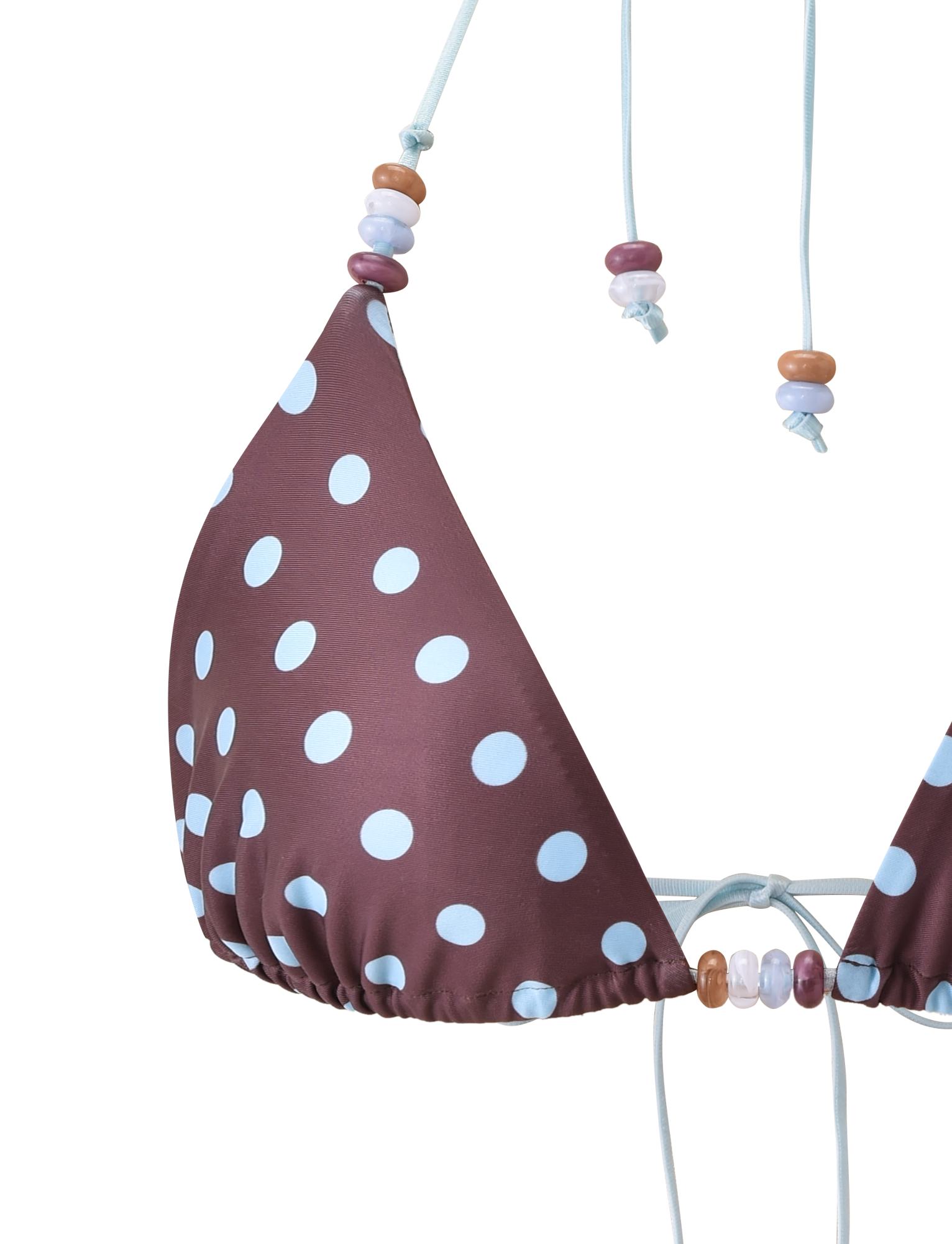 FINLEA BIKINI TOP - BROWN AND BLUE POLKA DOT - Image 10