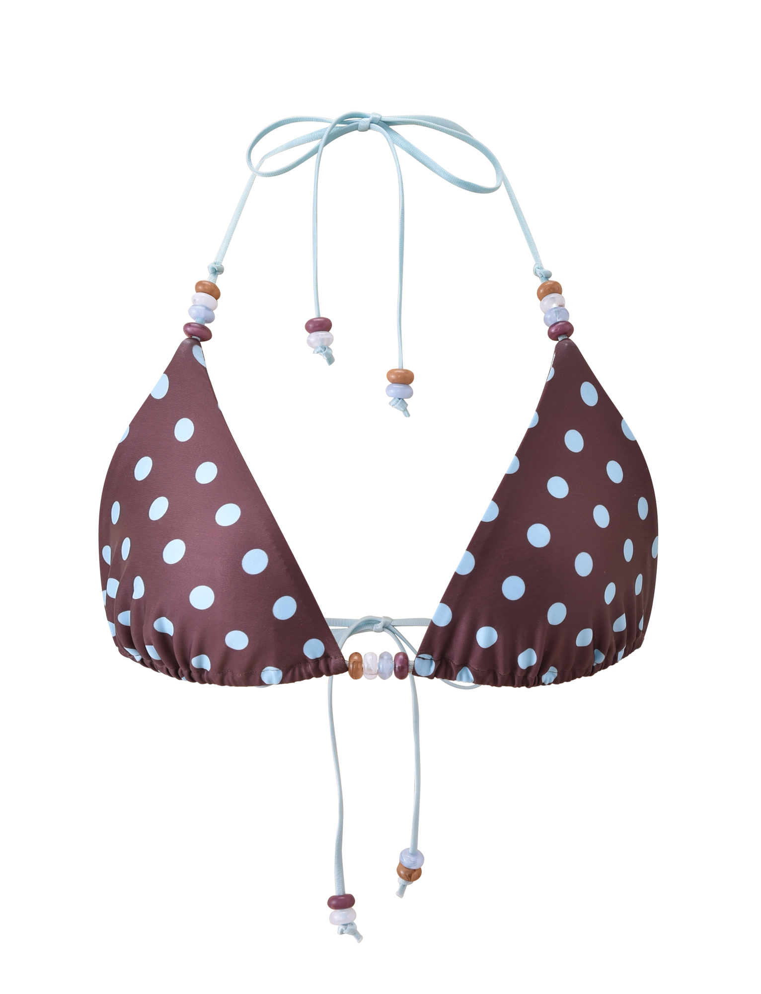 FINLEA BIKINI TOP - BROWN AND BLUE POLKA DOT - Image 8