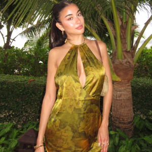 MONROE DRESS - GREEN : WATER COLOUR FLORAL
