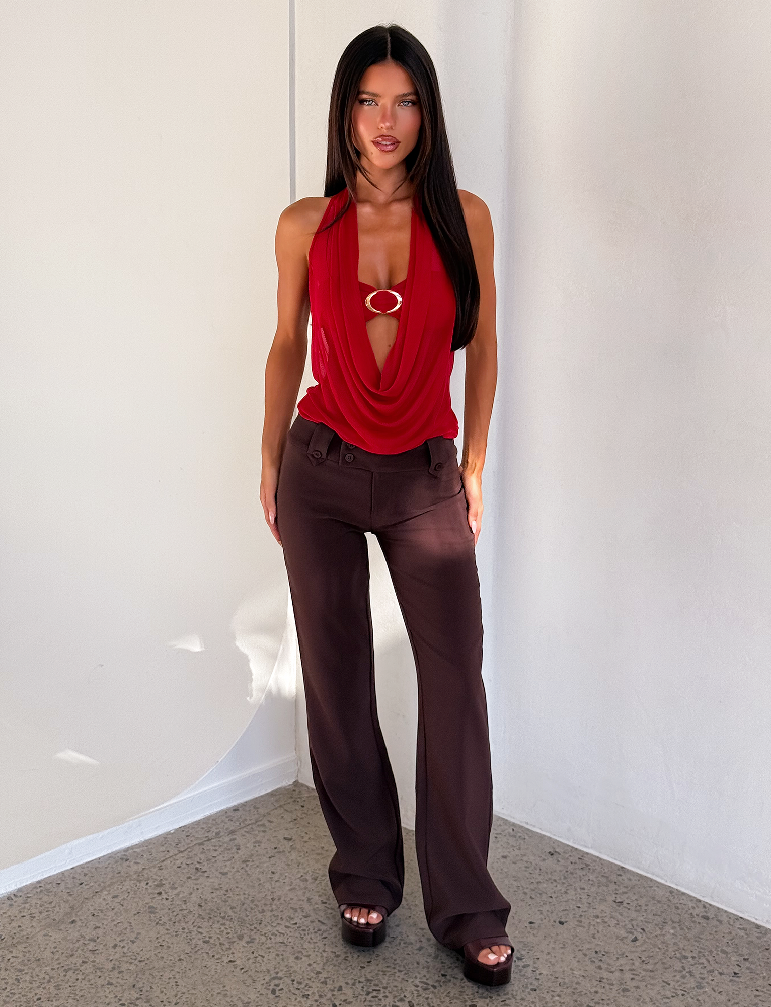 MAKENA TWO-PIECE TOP - RED - Image 4