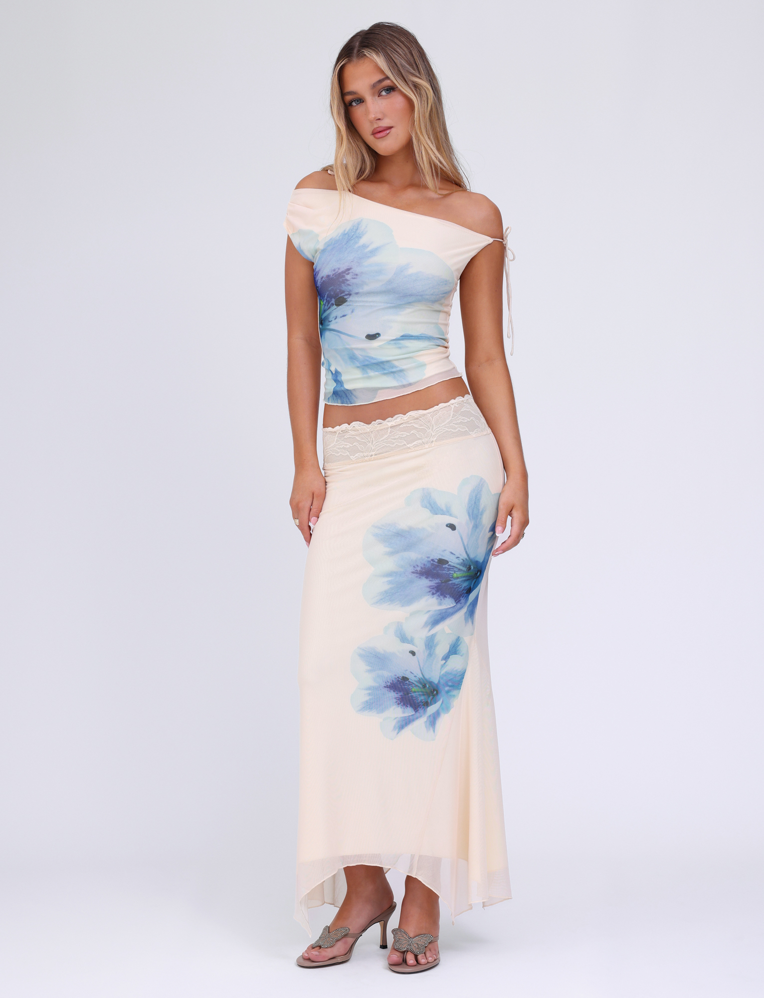 LILLIAN TOP - WHITE : CREAM : FLORAL - Image 5