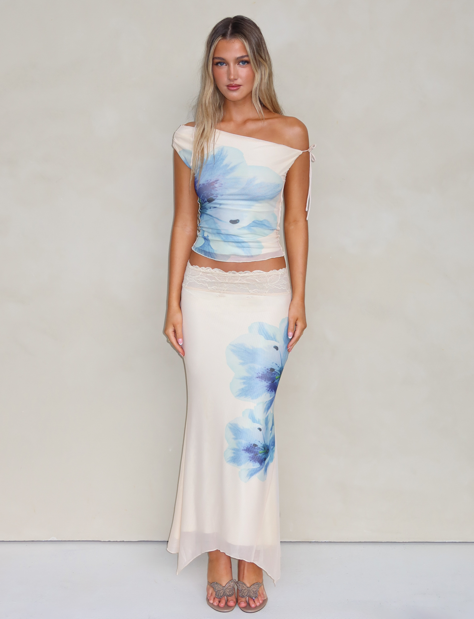 LILLIAN SKIRT - WHITE : CREAM: FLORAL - Image 4