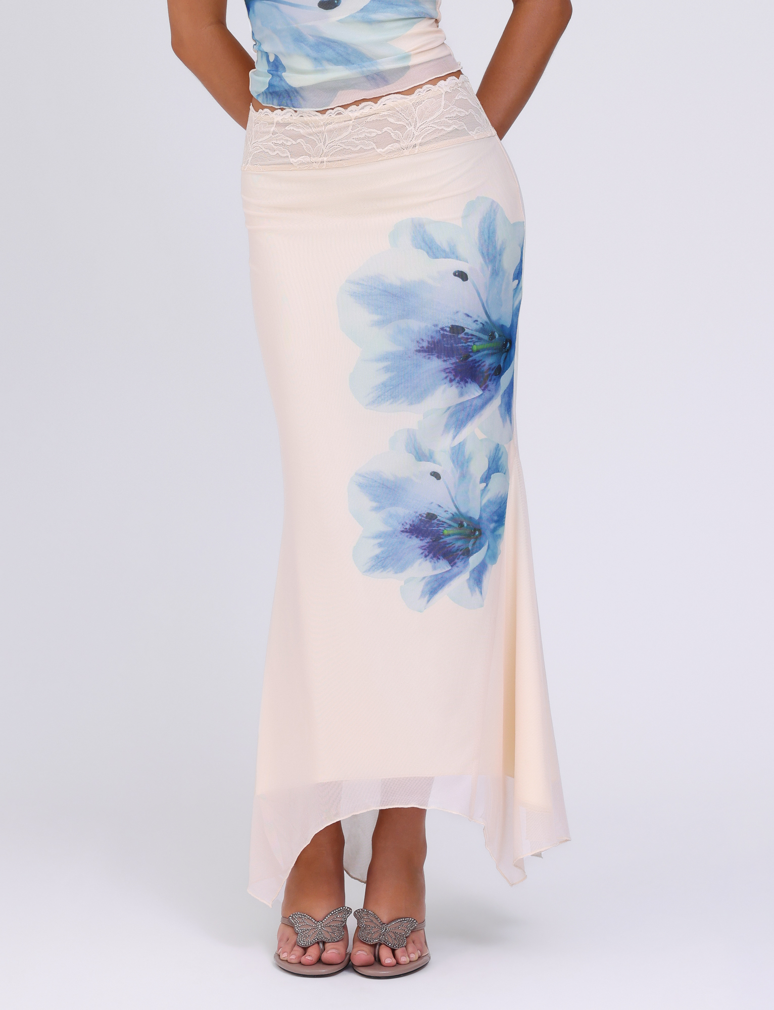 LILLIAN SKIRT - WHITE : CREAM: FLORAL - Image 7