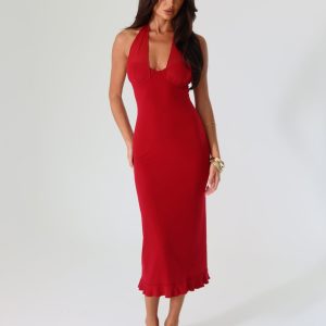 GRANGER MIDI DRESS - RED : CHERRY RED