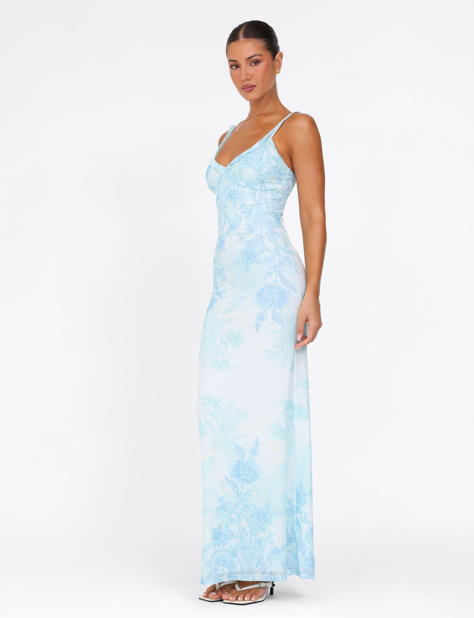 GUILIANNA FRILL MAXI DRESS - BLUE : FLORAL : TAPESTRY - Image 2