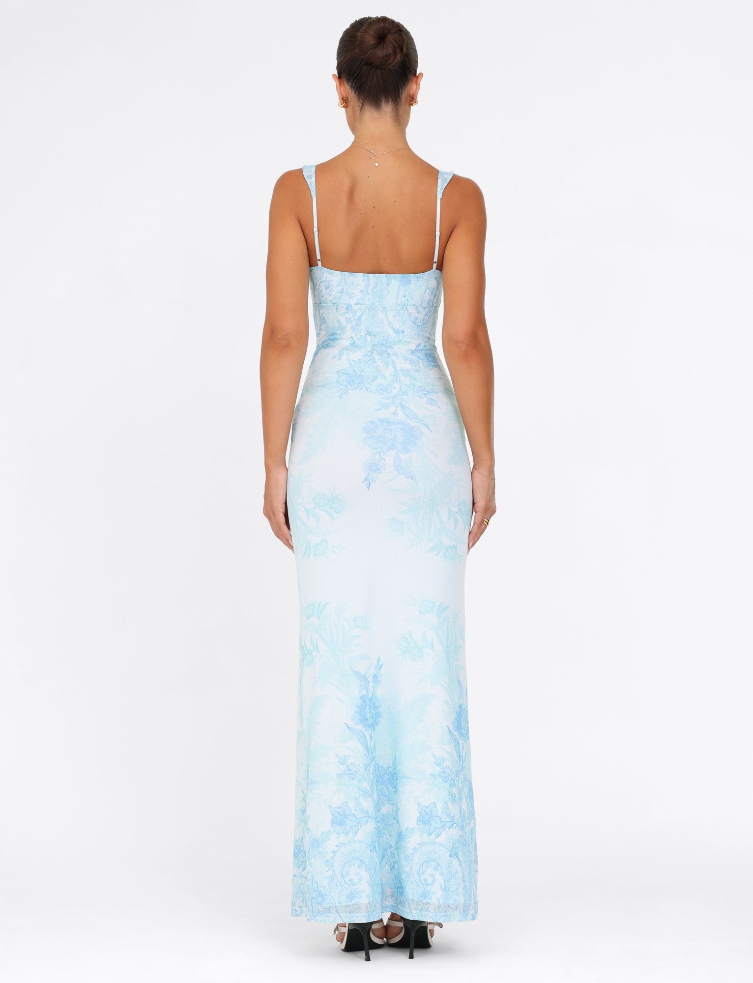 GUILIANNA FRILL MAXI DRESS - BLUE : FLORAL : TAPESTRY - Image 3