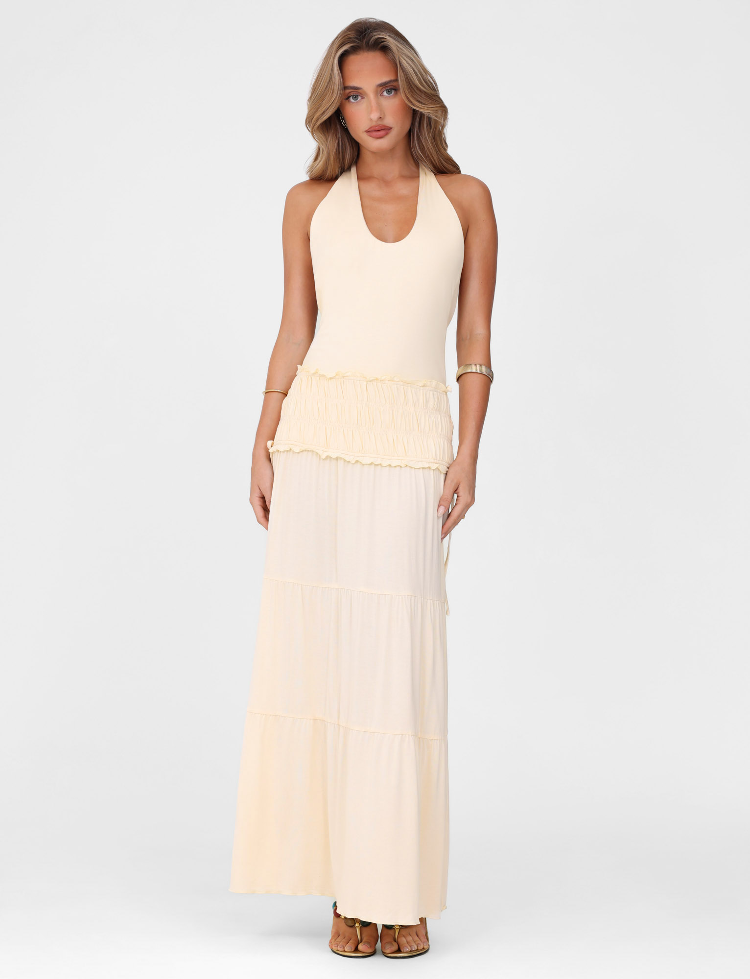DENALI HALTER DRESS - NEUTRAL : BONE - Image 2