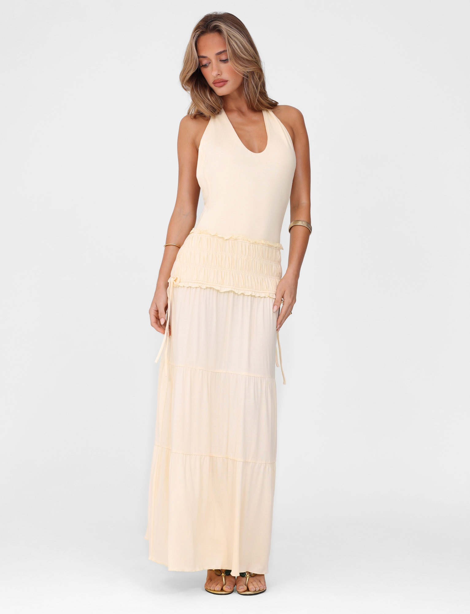 DENALI HALTER DRESS - NEUTRAL : BONE - Image 3