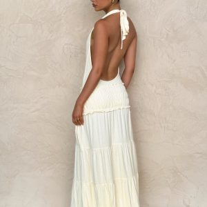 DENALI HALTER DRESS - NEUTRAL : BONE