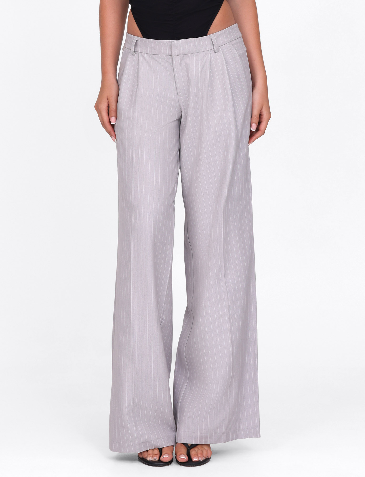 AMBERLY SUIT PANT - GREY : PINSTRIPE : GREY PINSTRIPE - Image 4