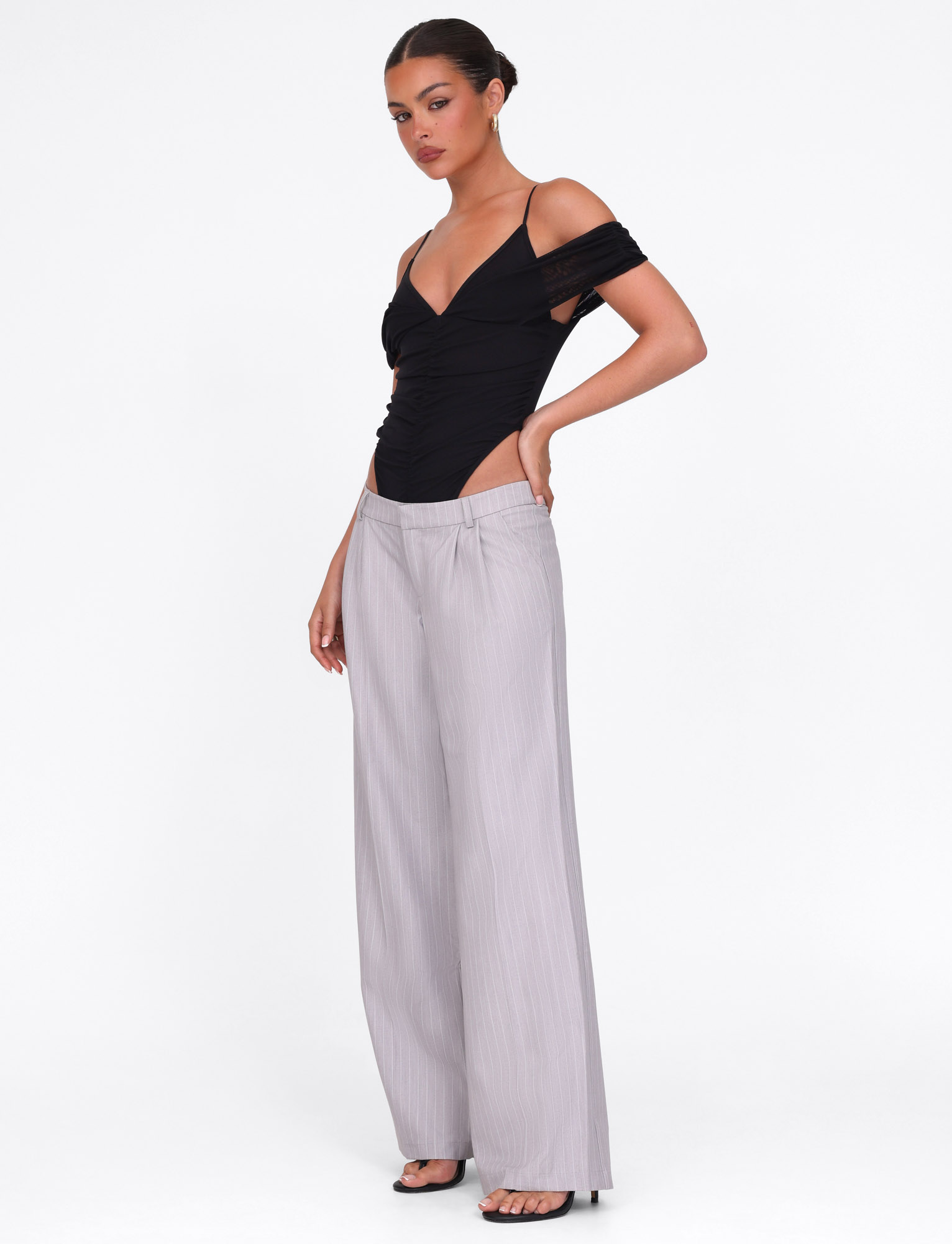 AMBERLY SUIT PANT - GREY : PINSTRIPE : GREY PINSTRIPE - Image 5
