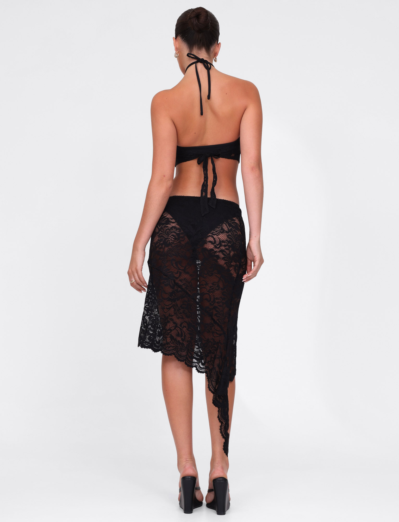 SIYA MIDI SKIRT - BLACK : LACE : BLACK LACE - Image 6