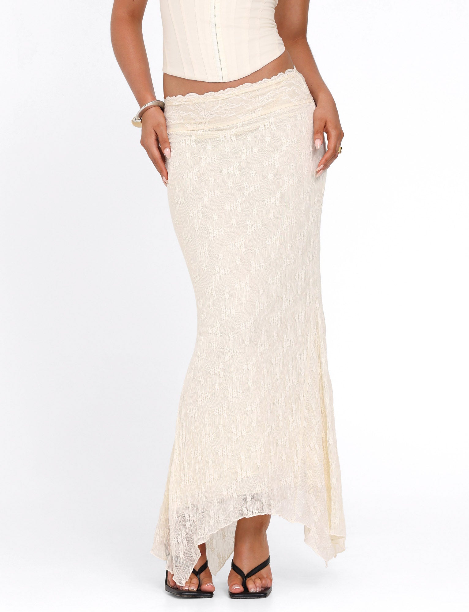 ANTONELLA MIDI SKIRT - WHITE : LACE : CREAM - Image 4