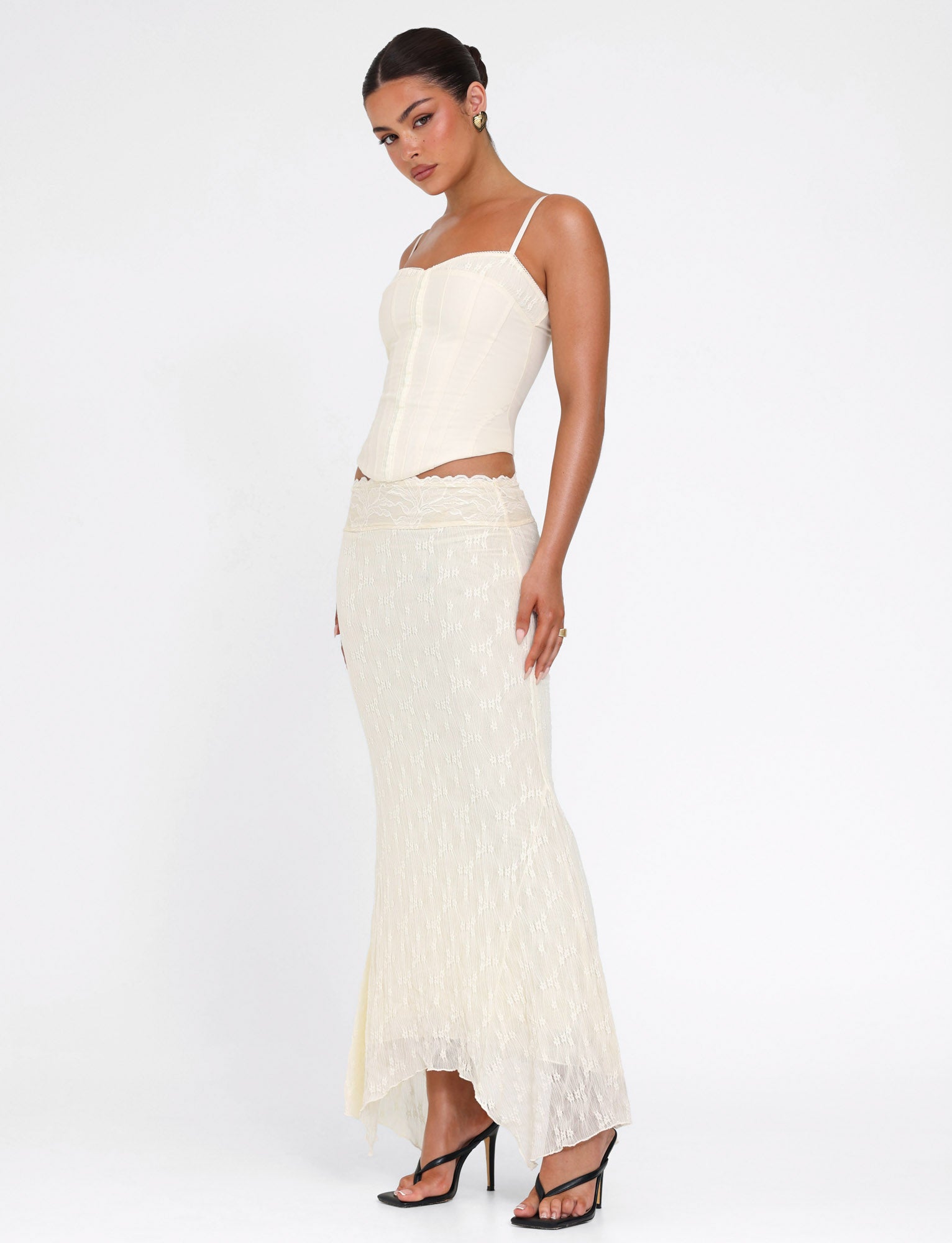 ANTONELLA MIDI SKIRT - WHITE : LACE : CREAM - Image 5