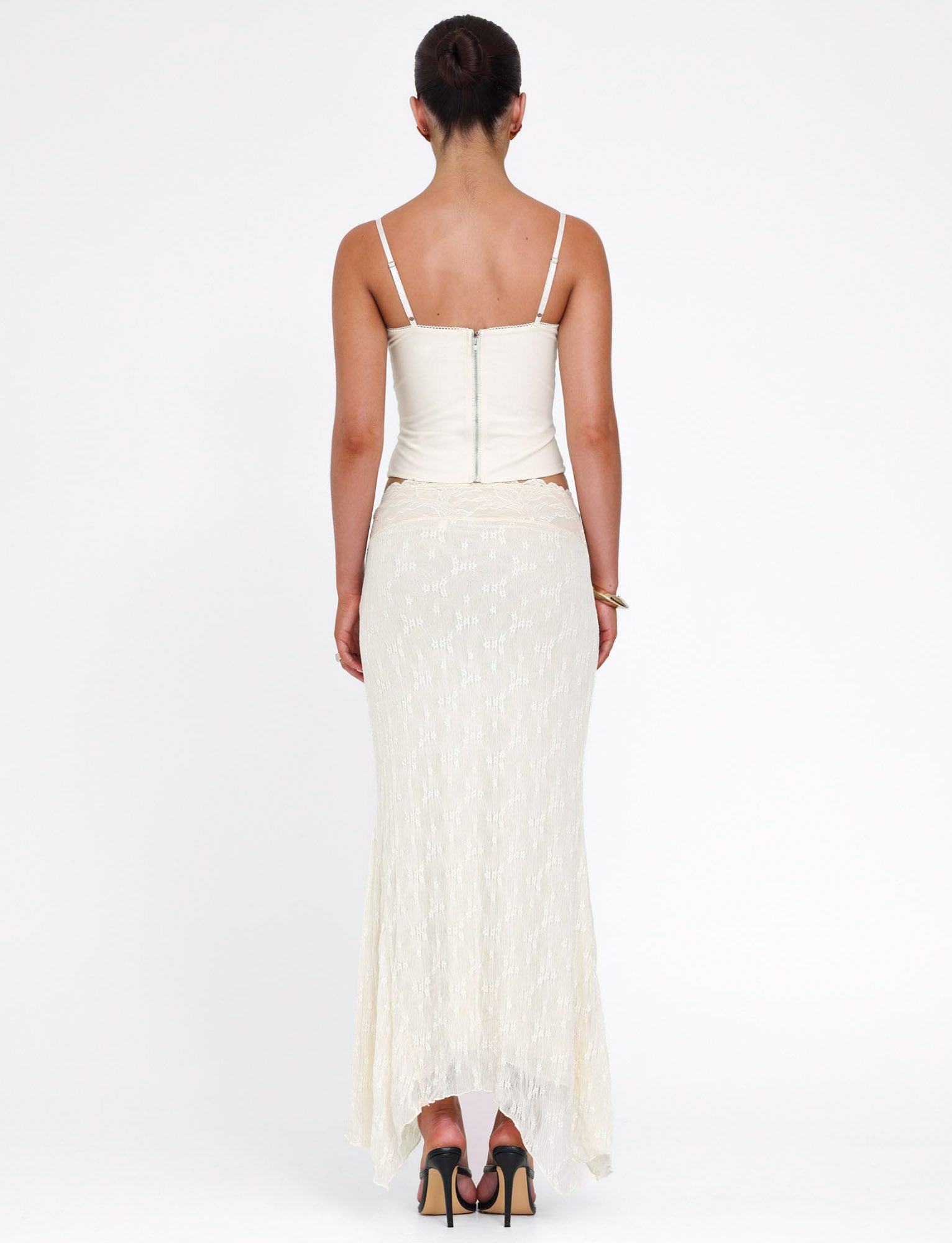 ANTONELLA MIDI SKIRT - WHITE : LACE : CREAM - Image 6