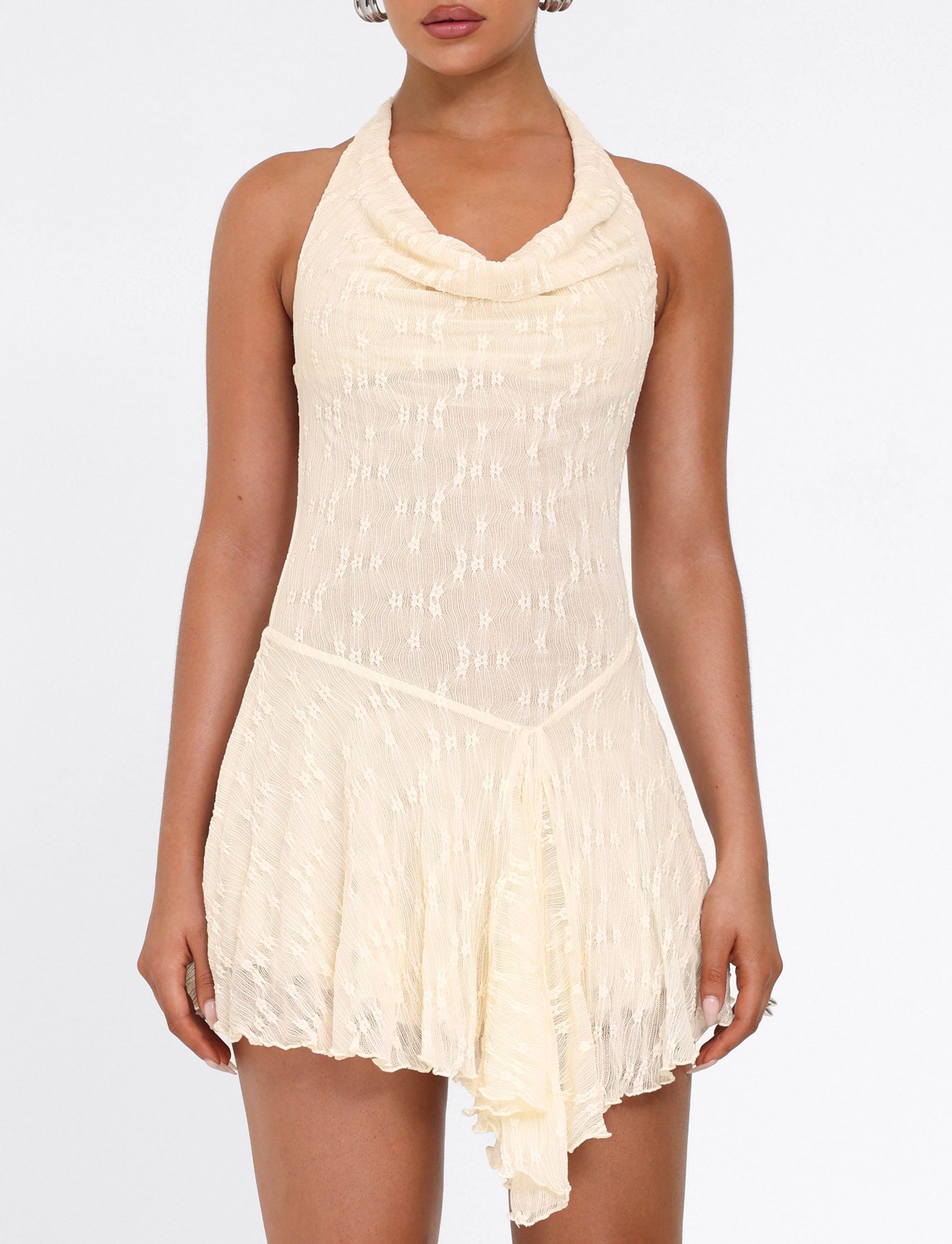 FIORELLA MINI DRESS - WHITE : LACE : CREAM - Image 4