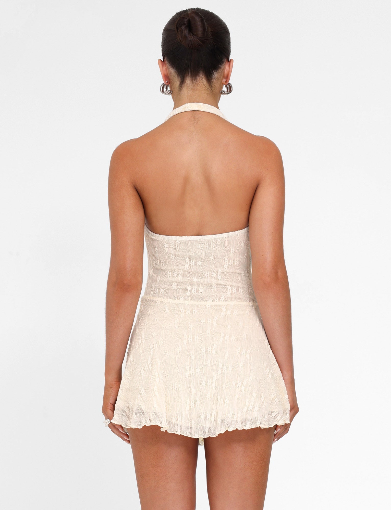 FIORELLA MINI DRESS - WHITE : LACE : CREAM - Image 7