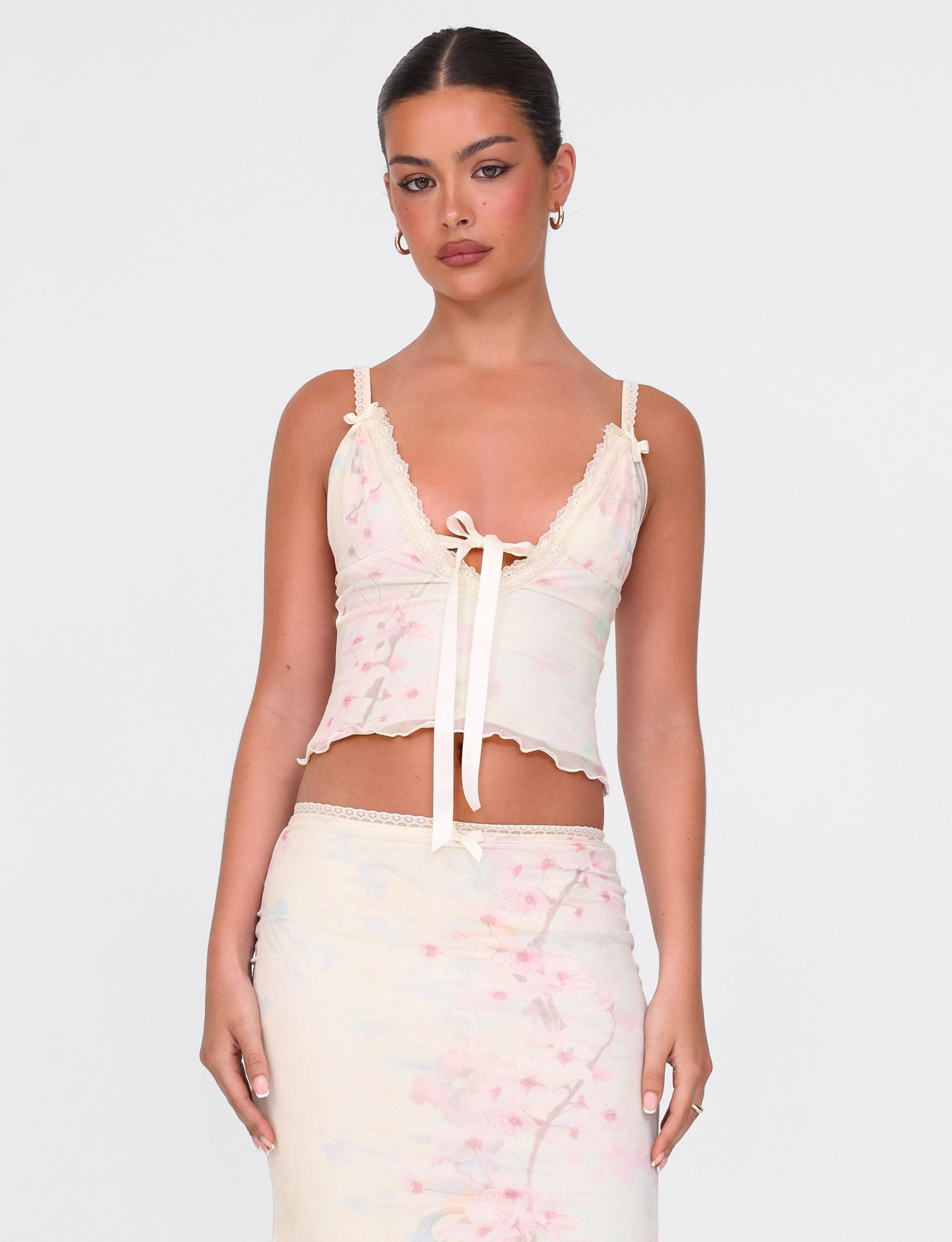 LONIE TOP - NEUTRAL : FLORAL : WASHED CHERRY BLOSSOM - Image 5