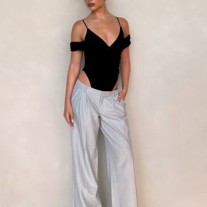 AMBERLY SUIT PANT - GREY : PINSTRIPE : GREY PINSTRIPE