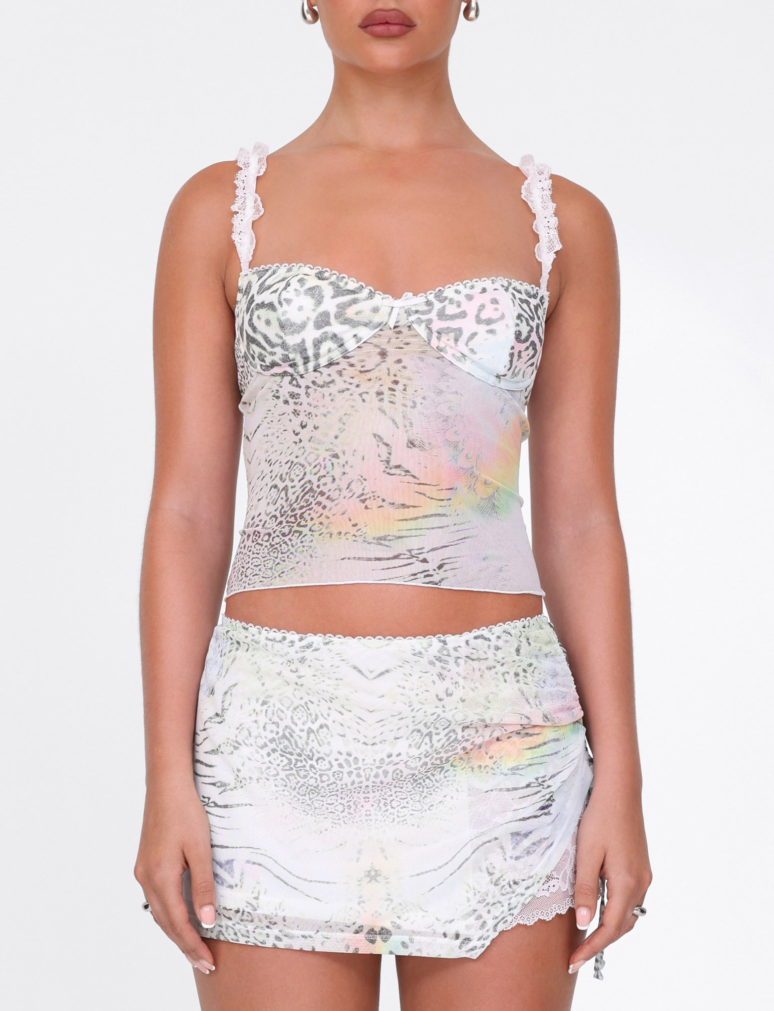 JOSEPHINE MINI SKIRT - WHITE : ANIMAL : ANIMAL PRINT - Image 3