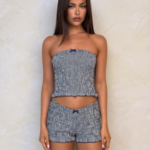 ERYNN TOP - NAVY GINGHAM