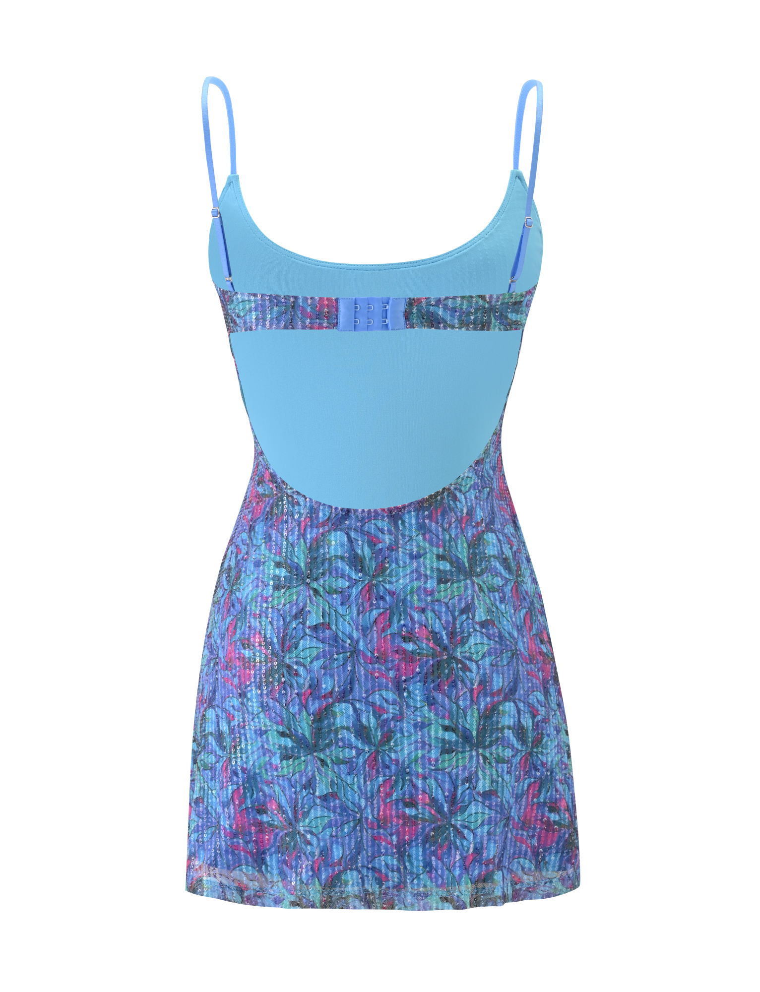 ZEINA MINI DRESS - BLUE FLORAL SEQUIN - Image 8