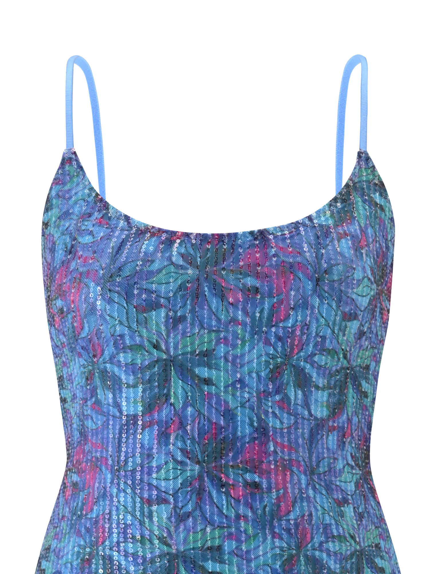 ZEINA MINI DRESS - BLUE FLORAL SEQUIN - Image 9